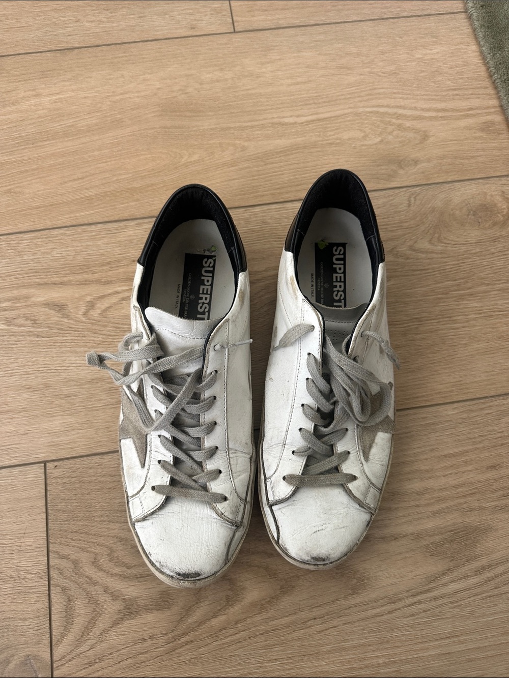 Golden Goose White and Gray Superstar Sneakers
